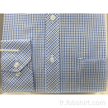 Chemise d&#39;affaires à carreaux 100% coton teinté